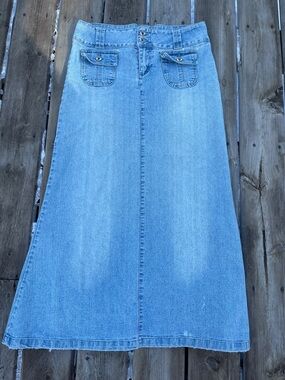 Vintage Stone Jeans Light Wash Denim Maxi Skirt Size 7